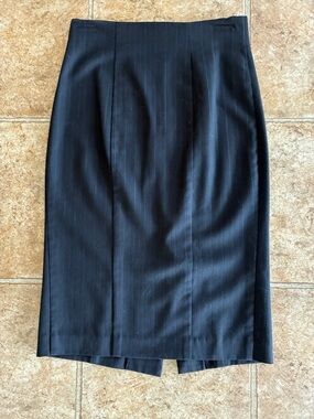 bebe Black Pinstripe High-Waist Pencil Skirt